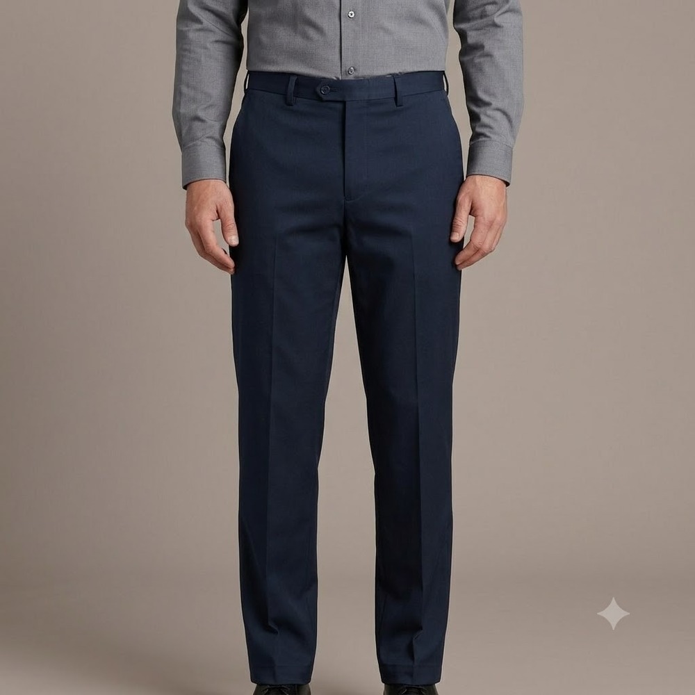 Haggar Iron Free Premium Khaki Dress Pants Mens 40x32 Navy